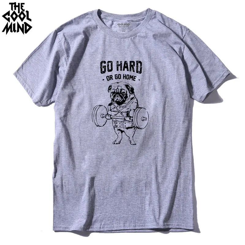 COOLMIND PU0116A Go Home or Go Hard Pug Tee