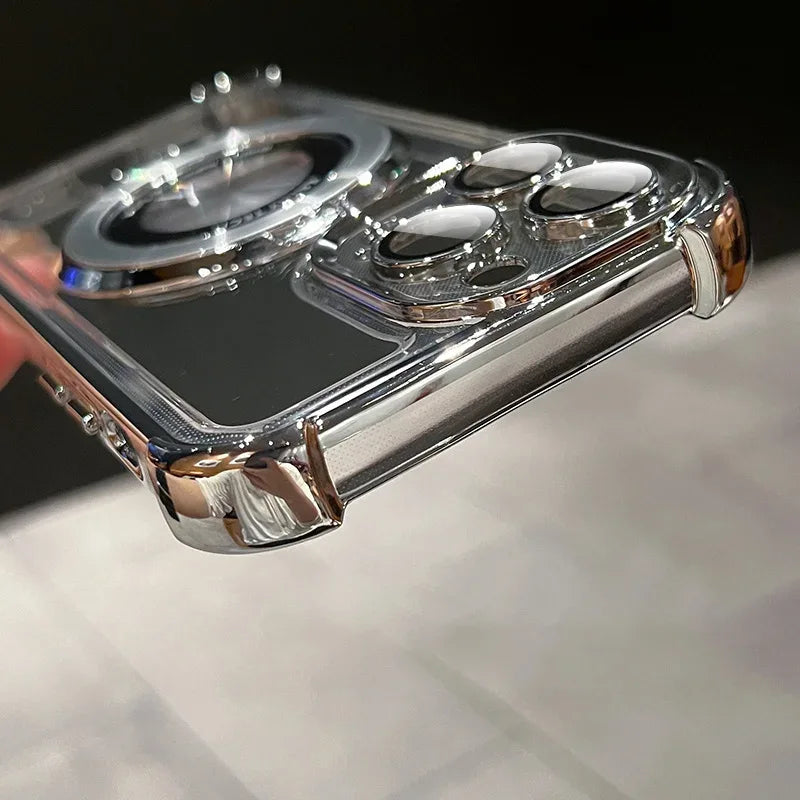 QIXTWO Luxury Plating Holder Magnetic Wireless Charging Case - ShopHub