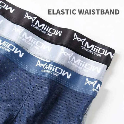 MiiOW Ice Silk Men Underwear - 3Pcs Sexy Mesh Breathable Boxer Shorts