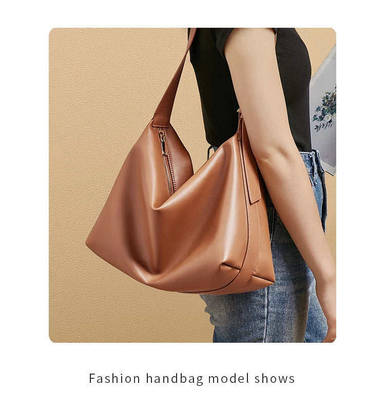 FOXER Large Soft Split Leather Shoulder Bag