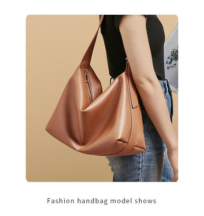FOXER Large Soft Split Leather Shoulder Bag