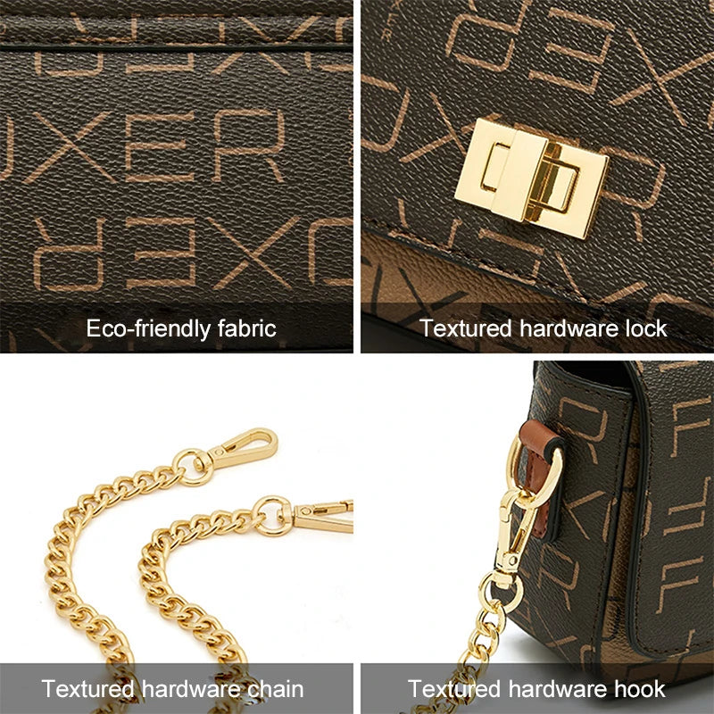 FOXER Vintage Monogram Chain Crossbody Bag