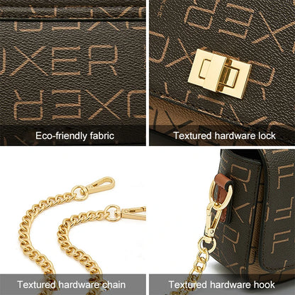 FOXER Vintage Monogram Chain Crossbody Bag