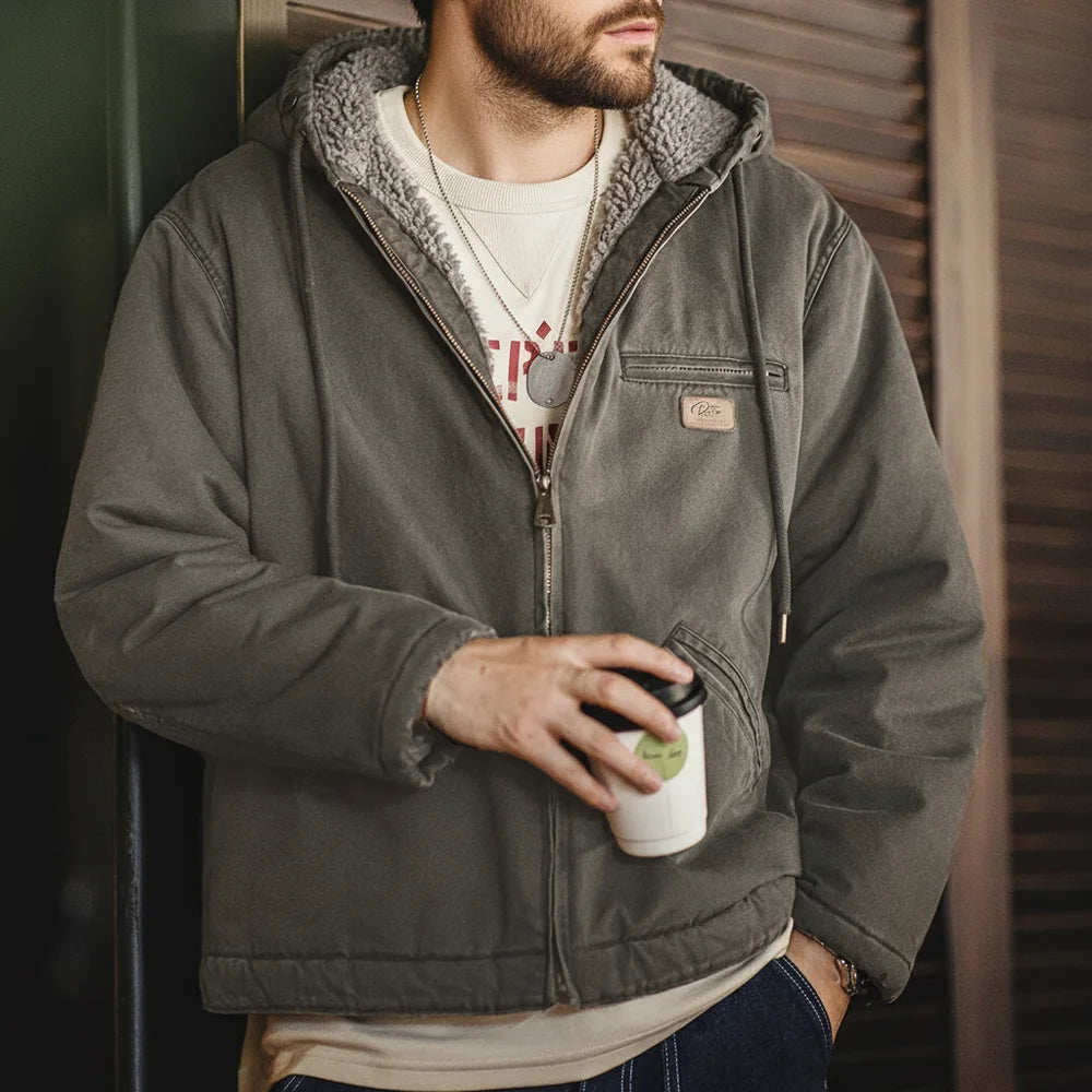 MADEN Hooded Canvas Jacket | Sherpa-Style Lining