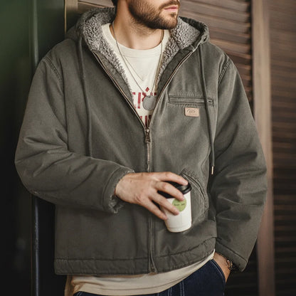 MADEN Hooded Canvas Jacket | Sherpa-Style Lining