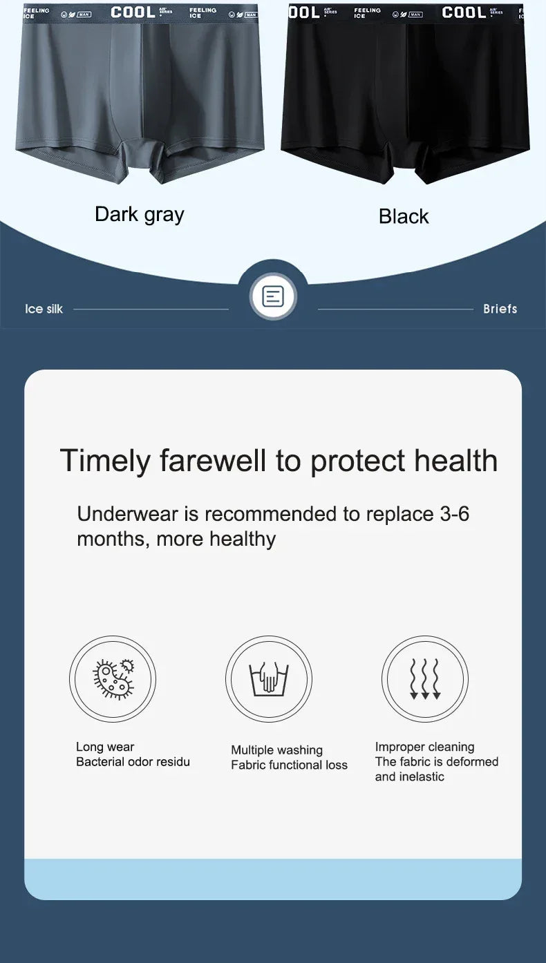 4 Pack Men's Ice Silk Boxer Shorts - ShopHub