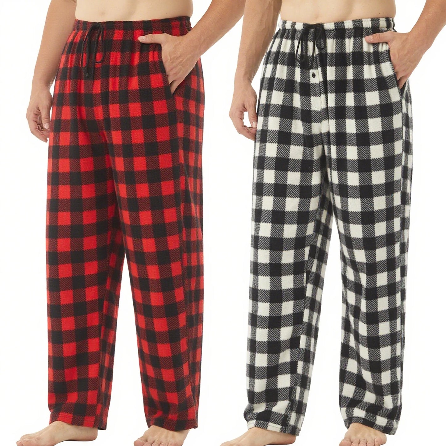 Cozy Comfort: Big & Tall Mens Pajama Pants - 2 Pack Fleece Plaid Loungewear