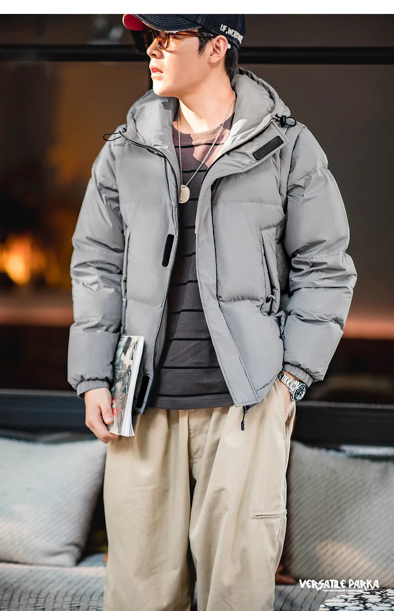 Maden Men's Winter Detachable Sleeves Down Jacket – Two Jackets in One