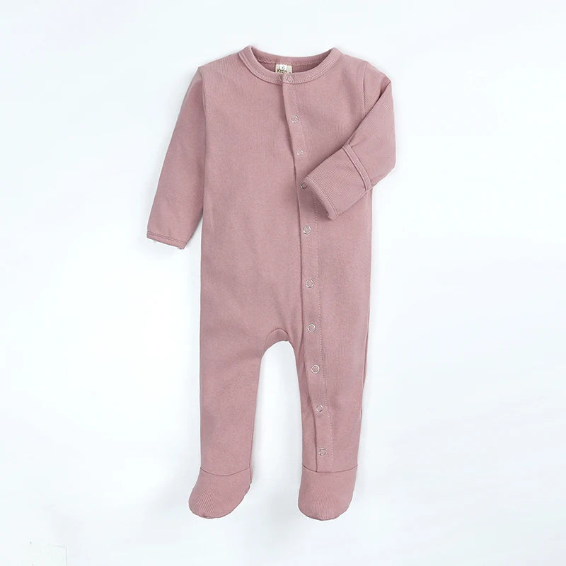 Kids Tales Tiny Steps Ribbed Cotton Footed Baby Romper