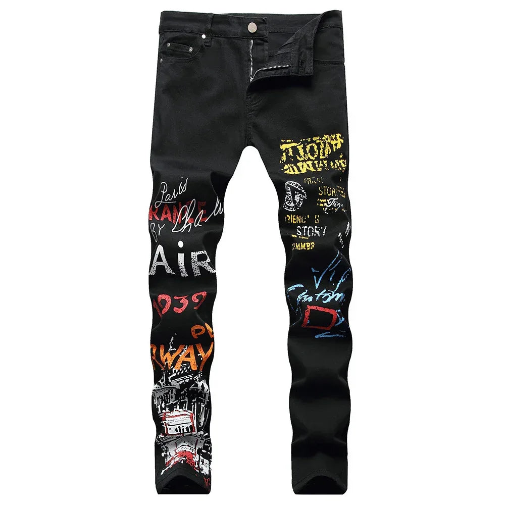 Men's Stylish Jeans Featuring Unique Letter Prints and patterns - ShopHub