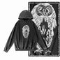 Vintage Owl Graphic Acid-Washed Black Hoodie