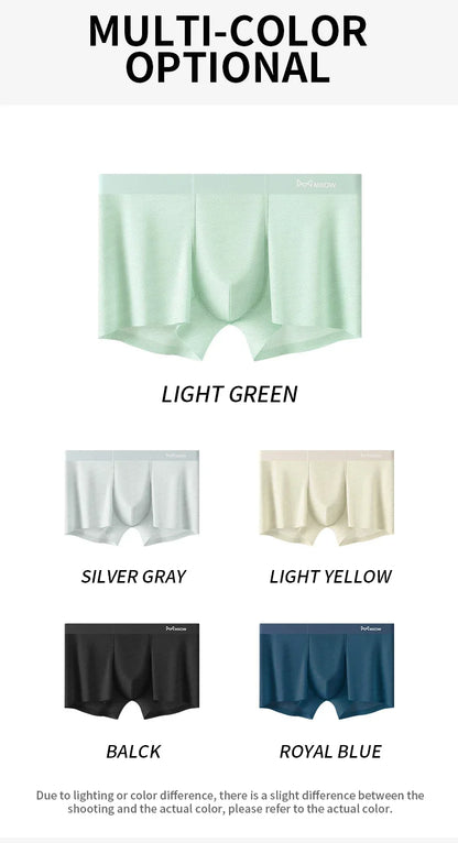 MiiOW Silky Ice Silk Men's Underwear - 3Pcs Antibacterial Seamless Breathable Boxers