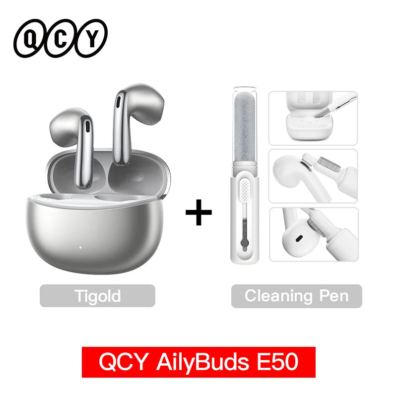 QCY AilyBuds E50 Wireless Earbuds with Bluetooth 6.0, Spatial Sound, 11mm Drivers, In-Ear Detection, HT11 Bass Boost, and 40H Playtime - ShopHub