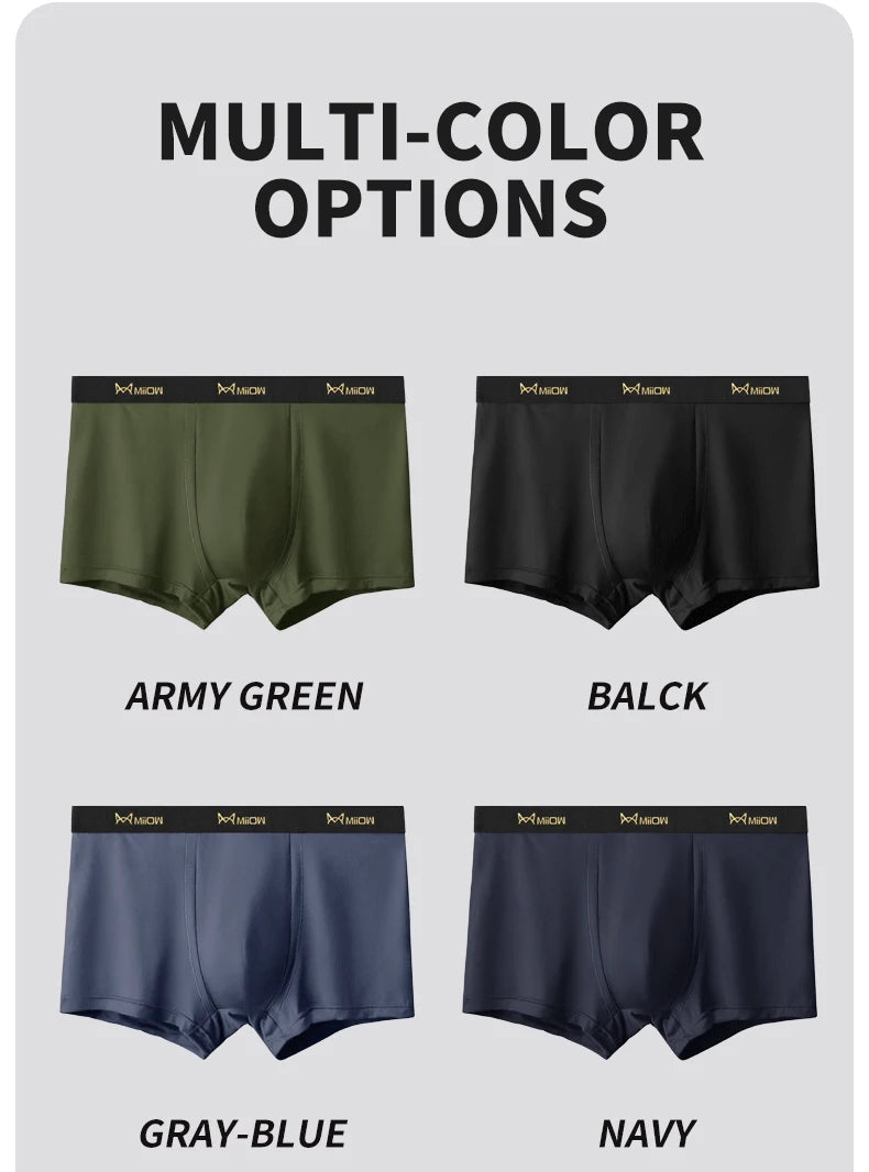 MiiOW 6Pcs Men's Cotton Underwear - Soft Antibacterial Breathable Boxer Briefs with Cotton Crotch