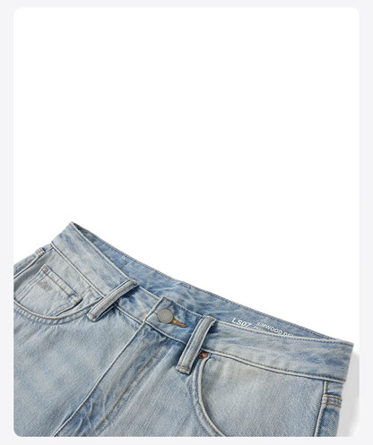 SIMWOOD 2026 Autumn Winter New Loose Straight 13oz 100% Cotton Fabric Jeans Men Washed Vintage Classical Denim Trousers