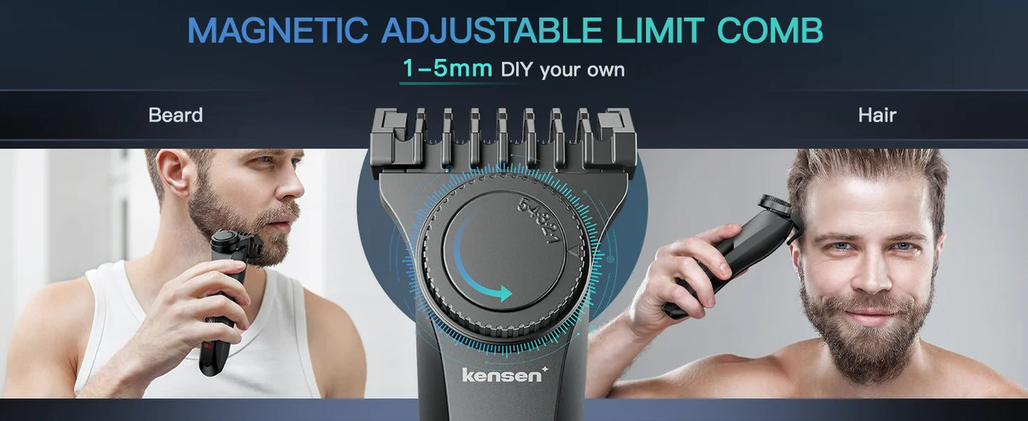 Kensen S25 Electric Trimmer - Adjustable Men's Razor Hair Cutting Machine and Beard Trimmer