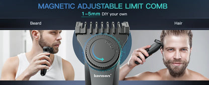Kensen S25 Electric Trimmer - Adjustable Men's Razor Hair Cutting Machine and Beard Trimmer