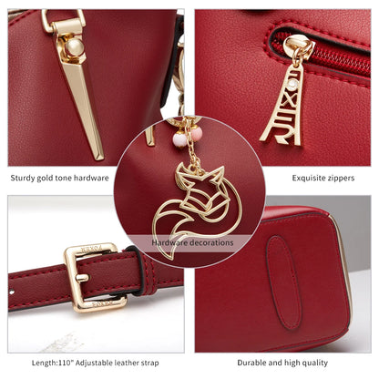 FOXER Leather Women's Shoulder Bag Cowhide Leather Crossbody Bag Luxury Female Handbag Tote Purse Festival Gift for Wife,Mom