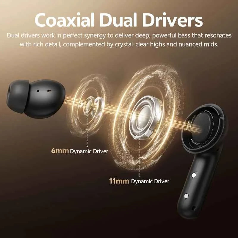 QCY MeloBuds N60 BH25HT19A Wireless Earphone Dual Driver LDAC Hi-Res Adaptive ANC Noise Cancelling Earbud Multi-Point Connection