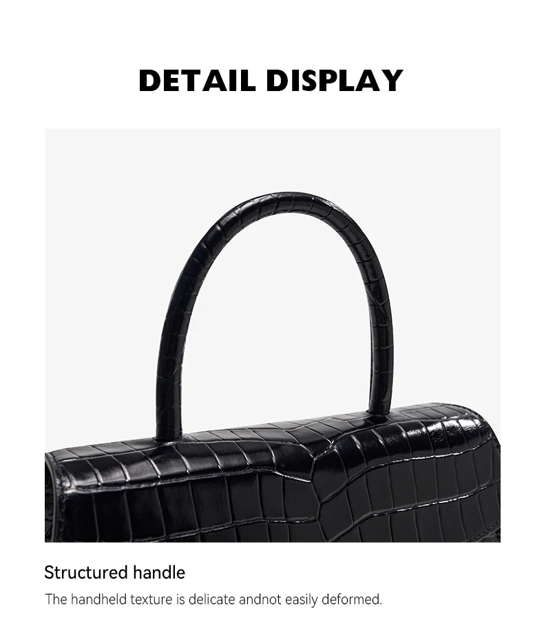 BAFELLI Crocodile-Pattern Leather Shoulder Bag