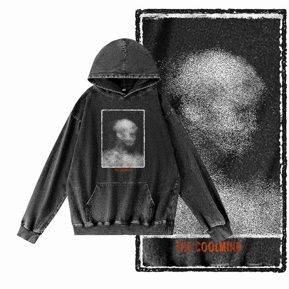COOLMIND Acid-Washed Black Graphic Hoodie