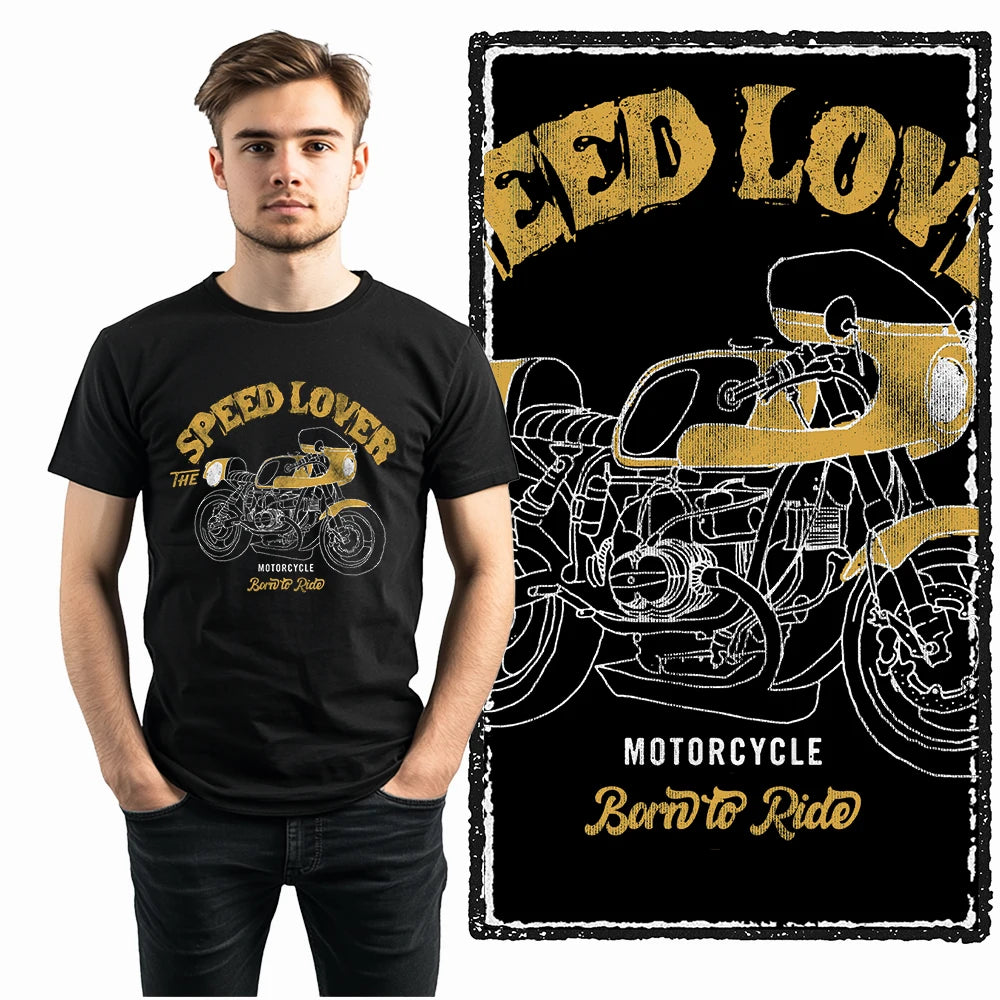 COOLMIND Retro Motor Graphic Cotton T-Shirt | Unisex