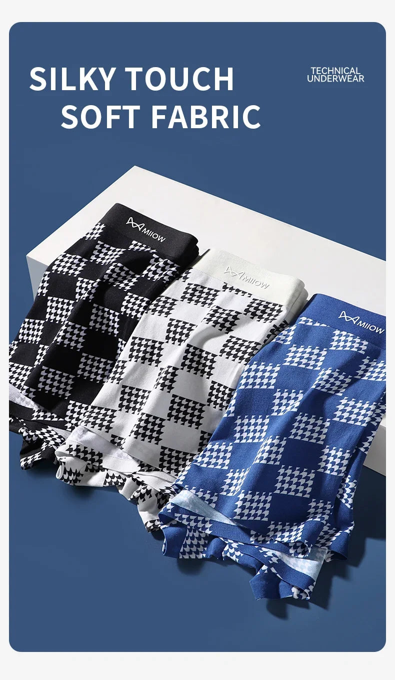MiiOW Men’s Modal Antibacterial Underwear - Ultimate Comfort 3Pcs Cotton Boxer Briefs