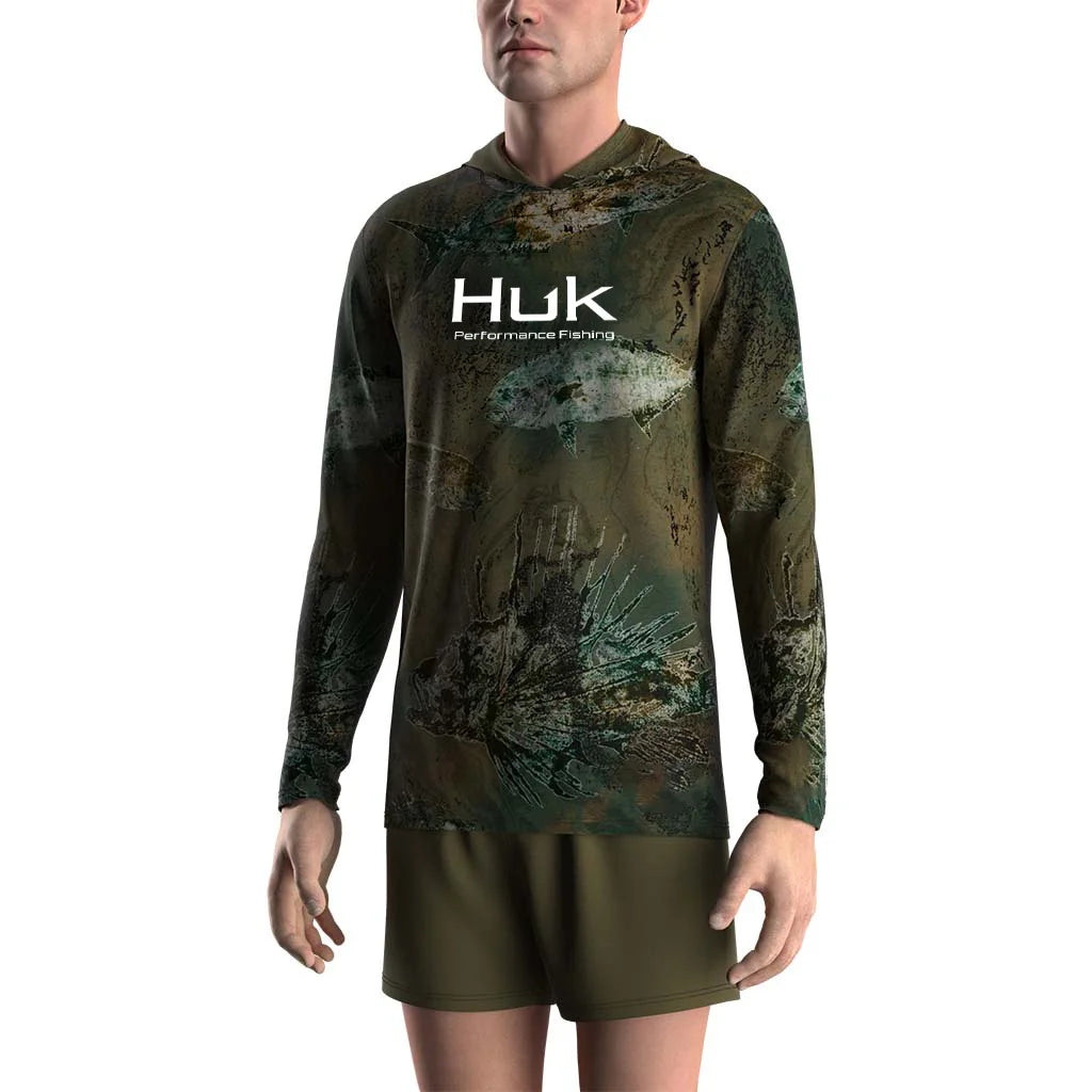 Mens Fishing Hoodie UV Protection Performance Lightweight Outdoor Stone Fish 3D Print Streetwear