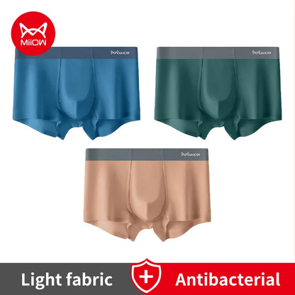 MiiOW Silkly Cool Men Underwear - 3Pcs Antibacterial Crotch Boxer Briefs