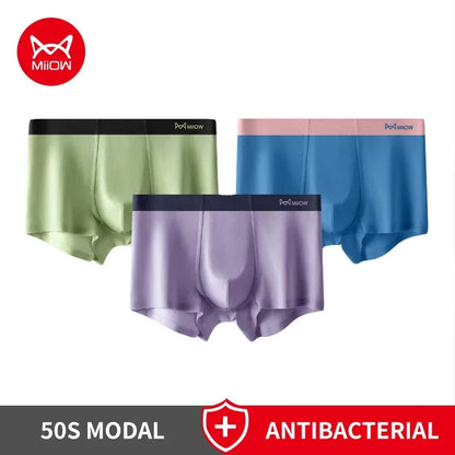 MiiOW Modal Men's Boxer Briefs 3pcs Set - Silky 50S Antibacterial Underwear