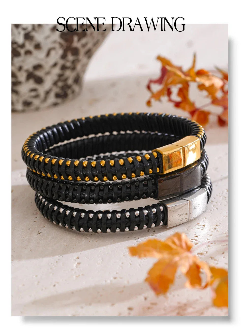 22cm Men’s Fibre Rope Braided Classic Bracelet - ShopHub