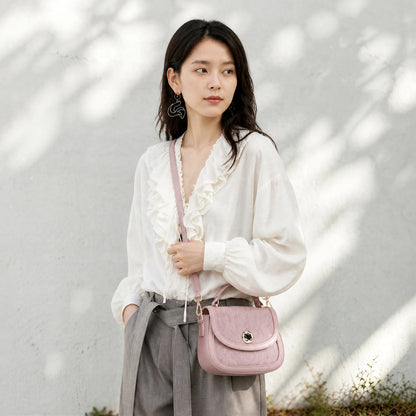 FOXER Chic Luxury Shoulder Bag for Women PU Leather Pink Top‑handle Handbag Fashion Ladies Crossbody Purse for Daily Dating