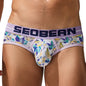 SEOBEAN Men's Printed Briefs Comfortable Breathable Underwear with U Convex Pouch Stylish Triangle Design