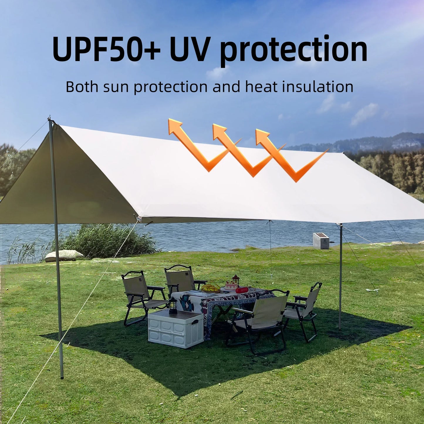 Large Portable Sunshade Tarp with Poles (2 sizes available) Habicare