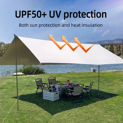 Large Portable Sunshade Tarp with Poles (2 sizes available) Habicare