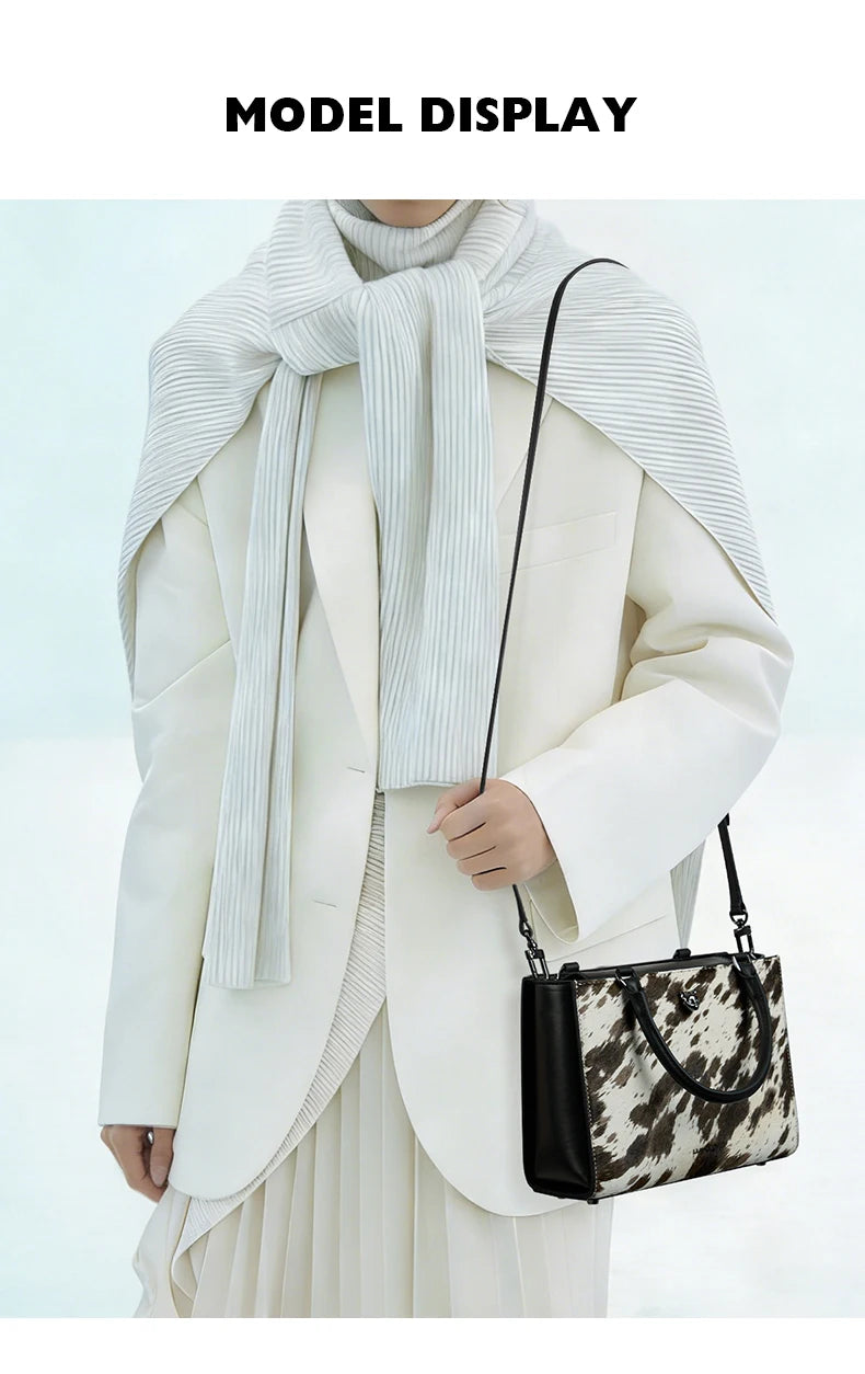 BAFELLI Real Fur & Leather Leopard Crossbody Bag