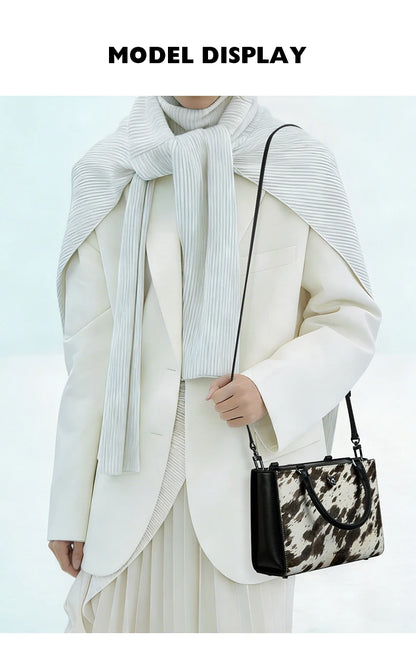 BAFELLI Real Fur & Leather Leopard Crossbody Bag