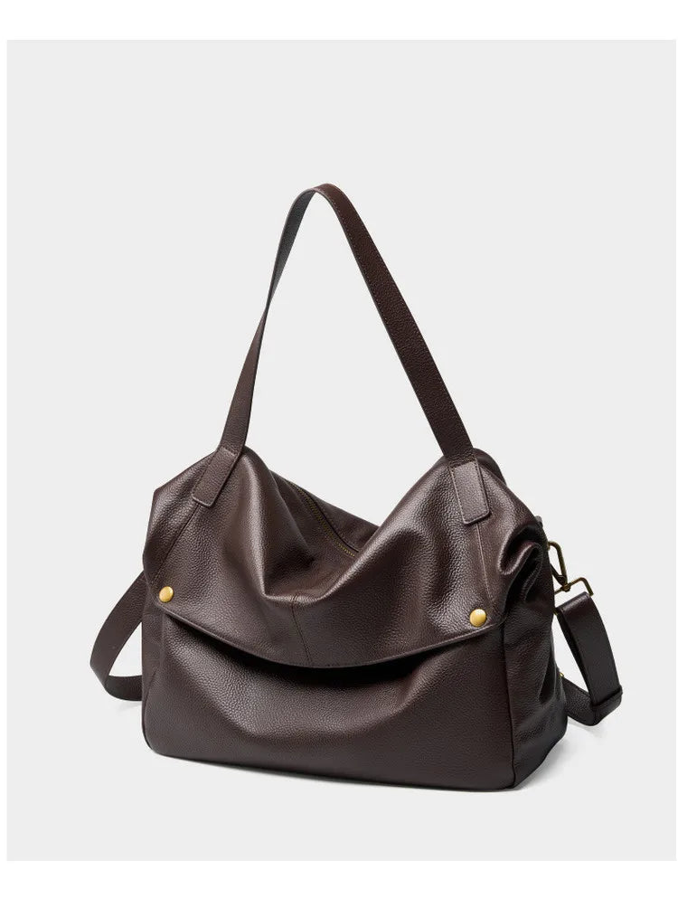 FOXER Genuine Leather Shoulder Bag for Women Large Capacity Handbag Female Casual Tote Bag Computer Bag Crossbody Purse as Gift