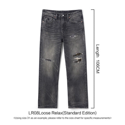 SIMWOOD High Standard 2026 Autumn New 13.5oz Loose Relax Washed Jeans Men Patched Denim Vintage Distressed Streetwear Pants