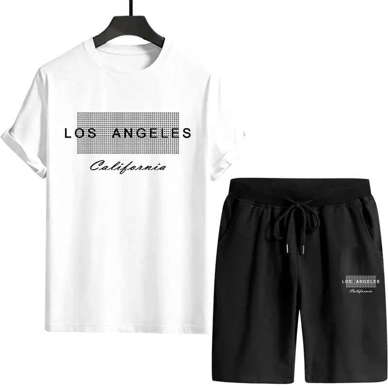 Men's Casual Tracksuit T-Shirt and Shorts for Urban Fashion and Summer Comfort