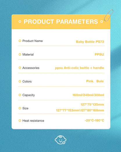 Dr.Isla Baby Bottle 160/240/300ml — Safe, Durable Feeding for Newborns to Toddlers
