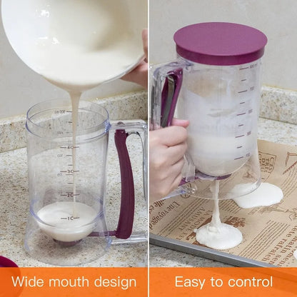 Foldable Batter Dispenser for Pancakes, Cupcakes, and Waffles - Non-Drip Tool with 6 Nozzles
