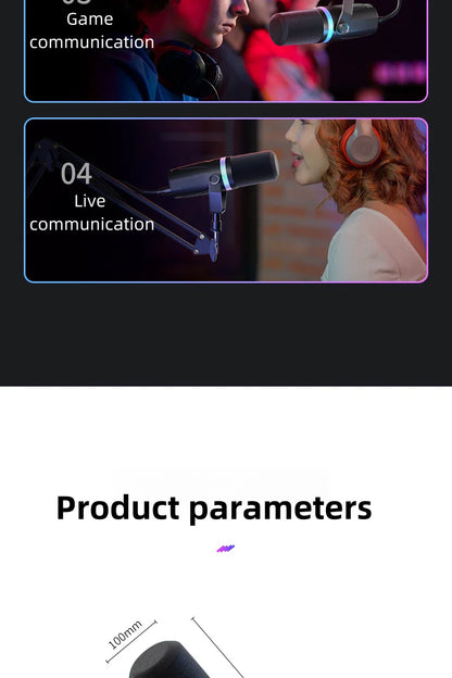 Bluedio S3000 Microphone - USB/XLR Dynamic Mic for Gaming, Streaming, and PS5/4 with Headphone Jack, RGB, and Mute Function