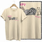COOLMIND Beige Cat Graphic T-Shirt | Women's Relaxed Fit