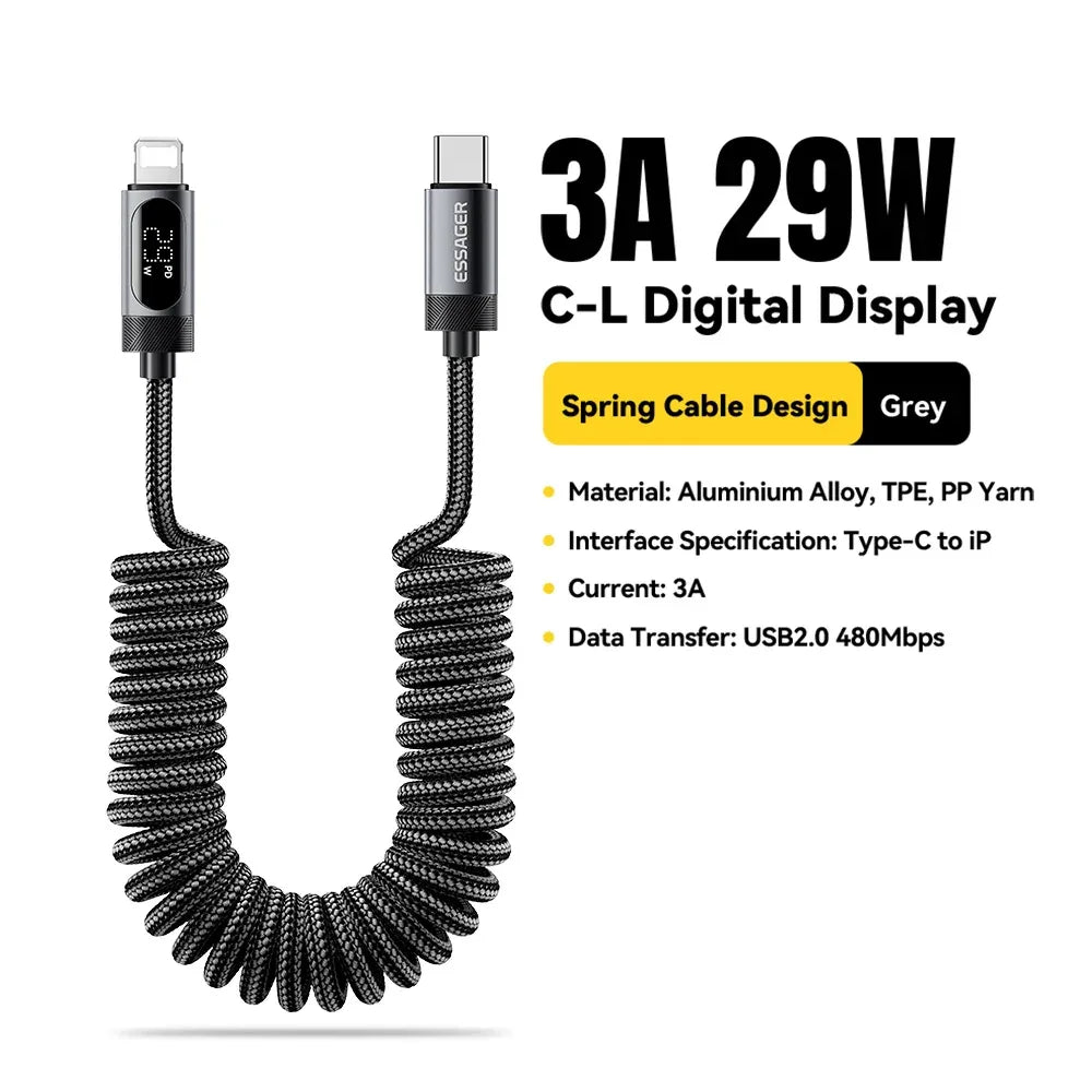 Essager Car Spring USB C Cable - ShopHub