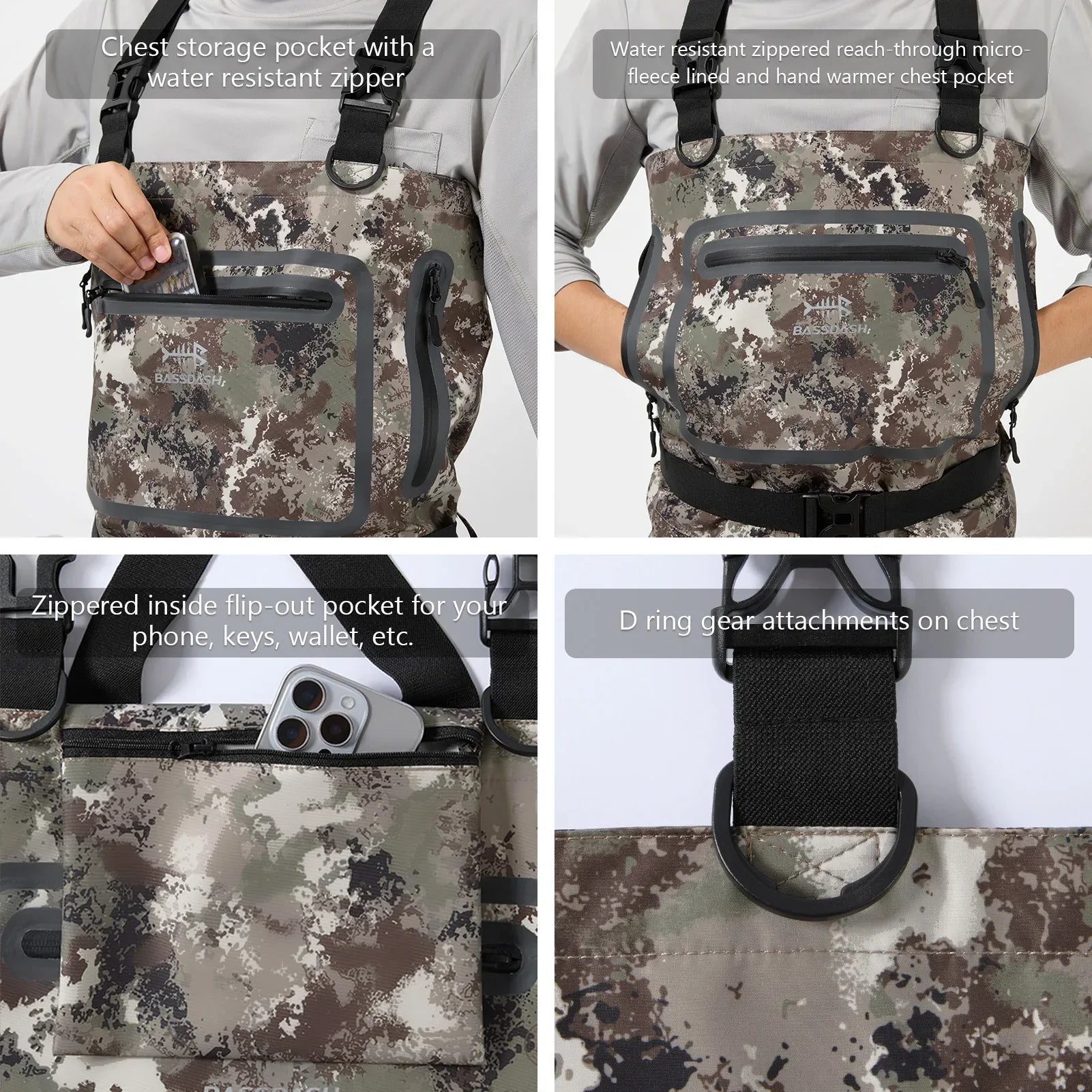 BASSDASH Men’s Lightweight Breathable Waders