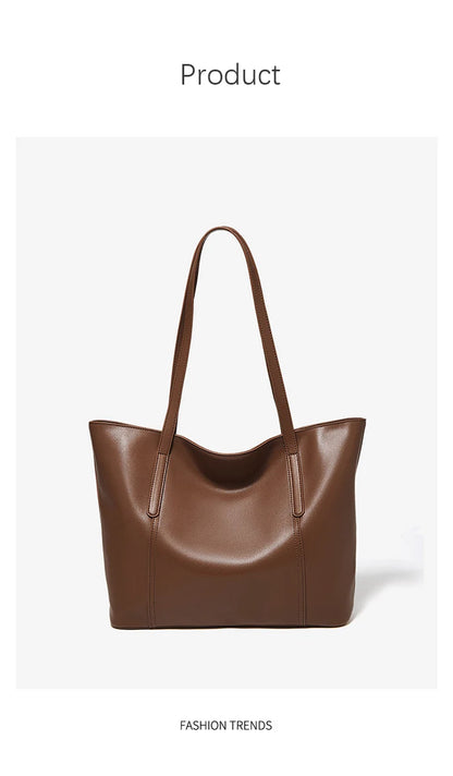 FOXER Lady's Shoulder Bag Split Leather Soft Fabric 2026 New Casual Large Capacity Women Tote Bag Commute Travel Bag All-match