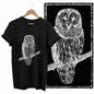 COOLMIND Black Owl Graphic Cotton T-Shirt | Women's Relaxed Fit