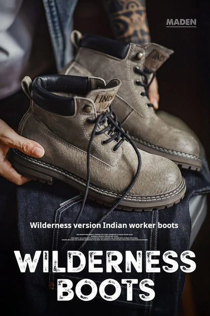 Maden Full Grain Pigskin Leather High Top Work Boots