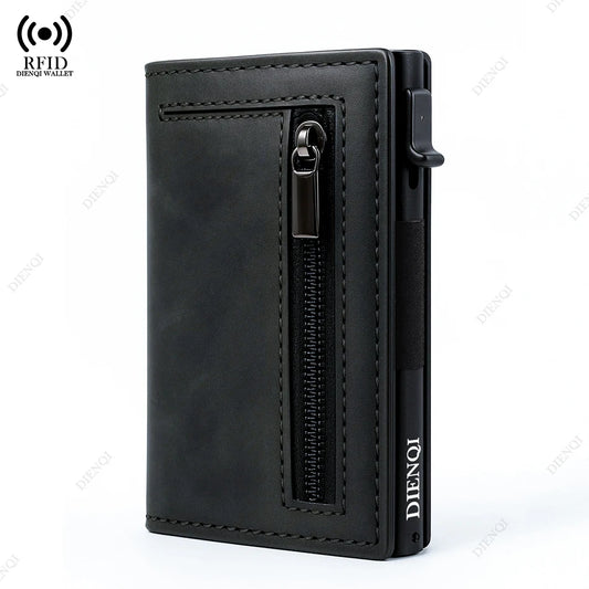 Anti-theft Credit Card Holder Men Wallets Rfid Blocking Aluminum Leather Pop Up Minimalist Wallet Cardholder Wallets for Men